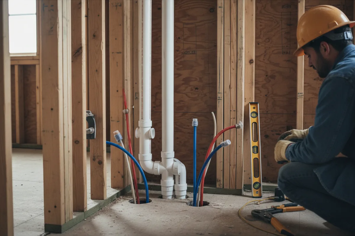 Drain and supply rough-in during Sump Pump Repair in Falmouth